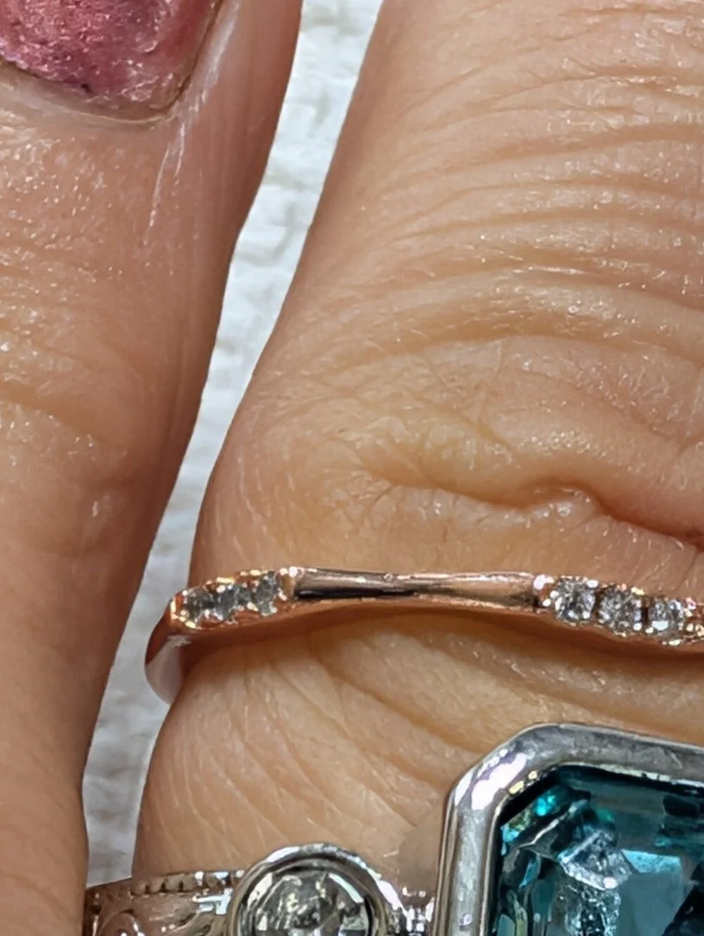 Rose Gold Colored Topaz CZ Silver Ring Bundle